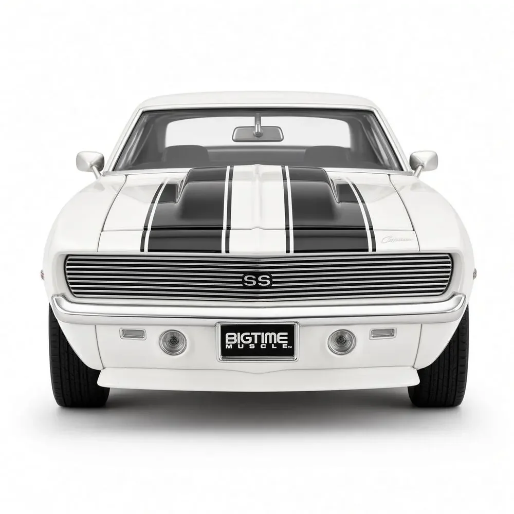 Jada Bigtime Muscle 1969 Chevy Camaro SS Diecast Car White Black Stripes 1:24
